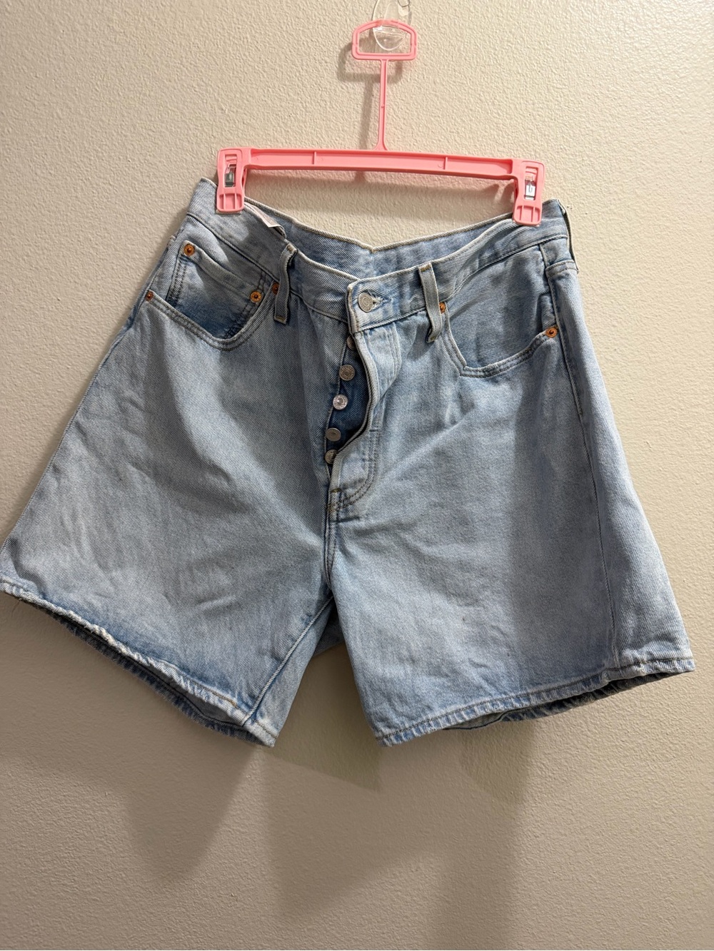 Levi's 501 Light Blue High-Rise Button-Fly Denim Shorts